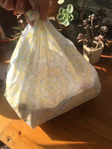 diy手工粗布日式女士包裹提袋不规则不对称系绳收纳布兜便当袋