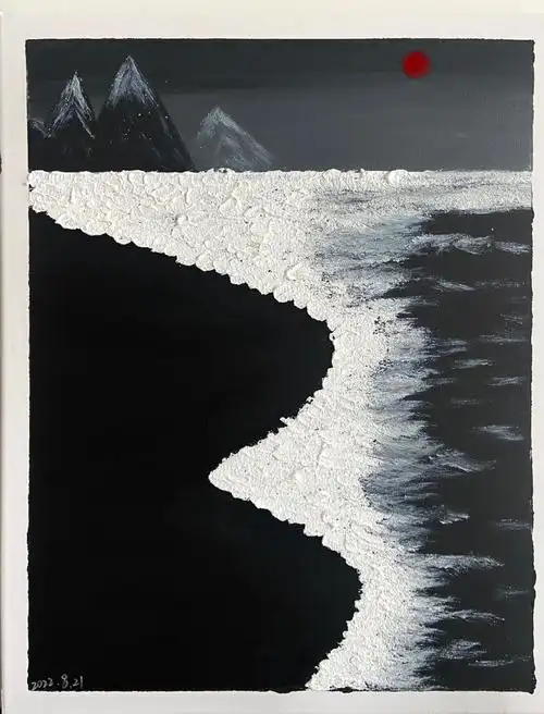 黑色的海肌理画