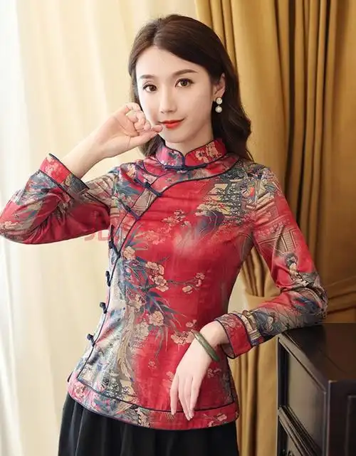 如意风改良唐装中国风旗袍上衣妈妈时尚盘扣复古茶服中式佛系女装