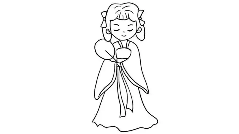 古代美女简笔画儿童画