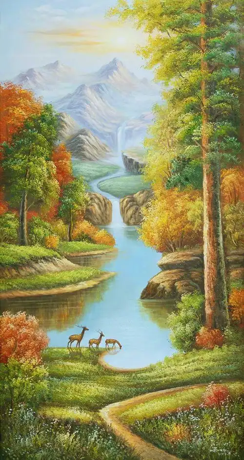 山水油画图片高清大图 山水油画图片高清大图竖屏