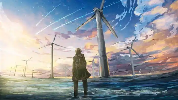 风车动漫唯美图原创风景