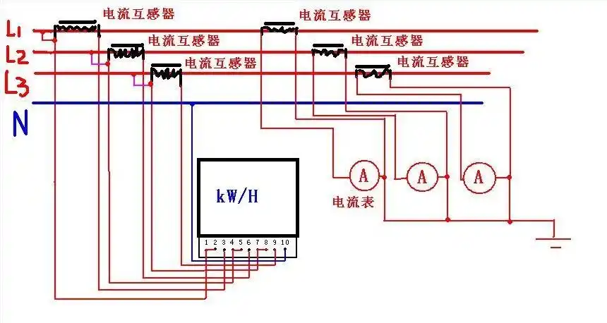 威胜dts3433三相有功电能表接线图