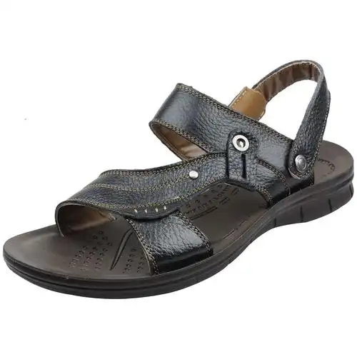 aifeita 男士凉鞋男真皮休闲 沙滩鞋两用凉拖皮鞋0702 黑色 44