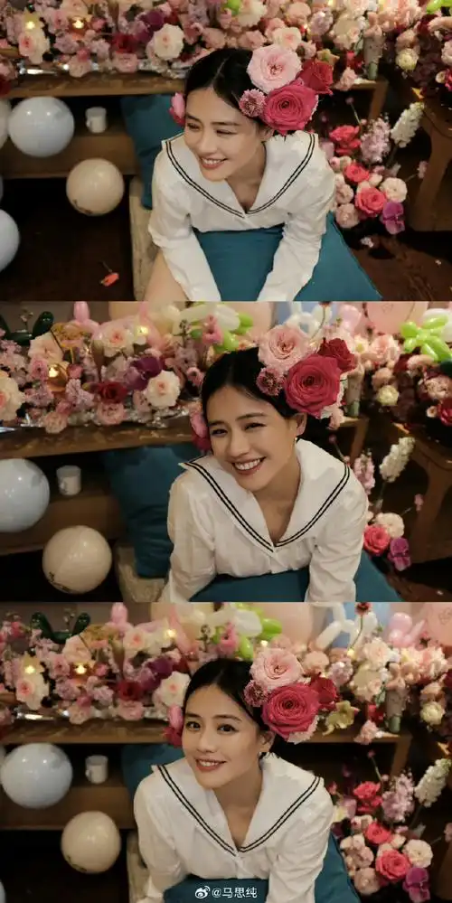 马思纯簪花生日写真#马思纯生日写真来了,这组真的很美,笑起来很治愈
