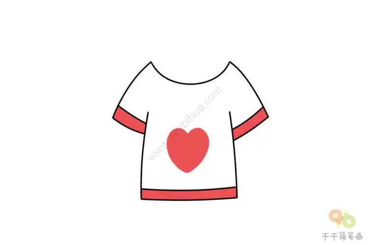 爱心涂鸦半袖简笔画