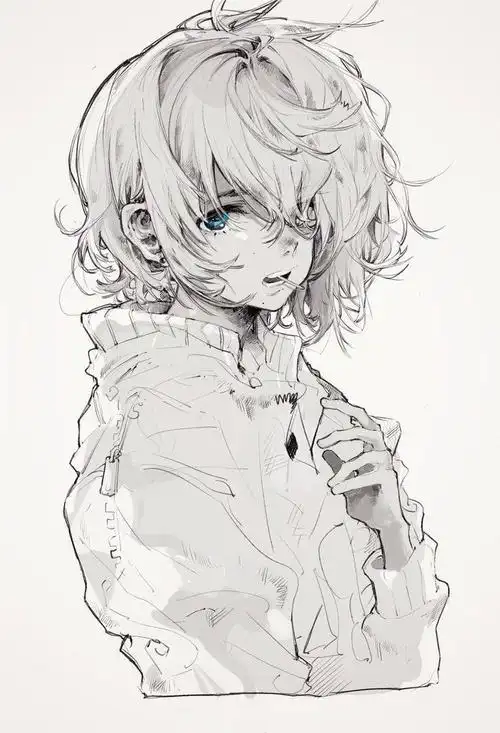 人物黑白动漫素材插画绘画线稿手绘女生男生… - 堆糖,美图壁纸兴趣社