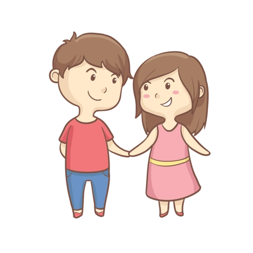 q版手绘可爱浪漫情侣约会插画