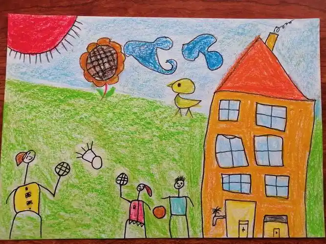 在家门口运动,油画棒8k纸