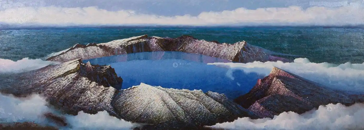 01792012年作白头山天池镜片设色纸本