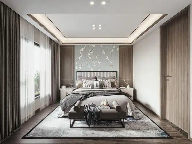 新中式卧室效果图