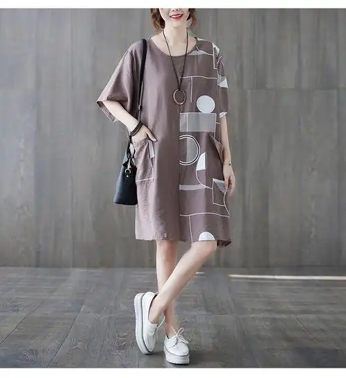 萌菲思200斤胖妹妹加肥加大码夏季新款裙子肥胖女人穿的宽松显瘦大码