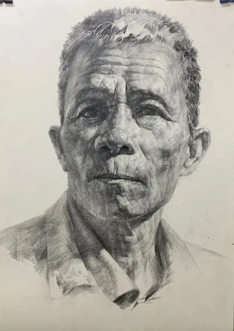 8开素描头像:铅笔排线#画画 #素描 #素描头像 #美术生  - 抖音