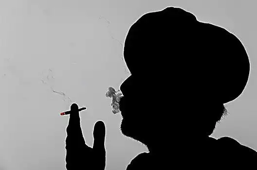 剪影,男人,缠头巾,吸烟,香烟,普什卡,拉贾斯坦邦,印度,亚洲