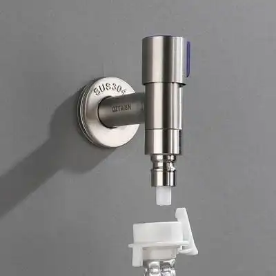 不锈钢短款全自动进水专用止水水龙头4分接头出水拖把洗衣机龙头