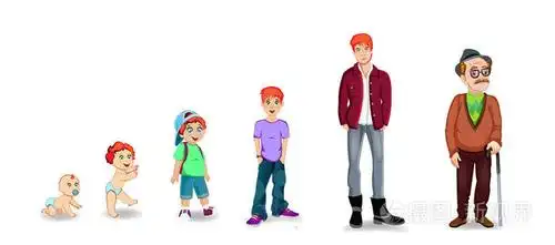性格的人在不同的年龄.婴孩, 孩子, 少年, 成人, 老人.生命周期.