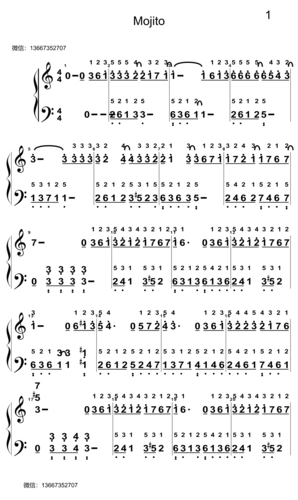 mojito简谱与详细指法