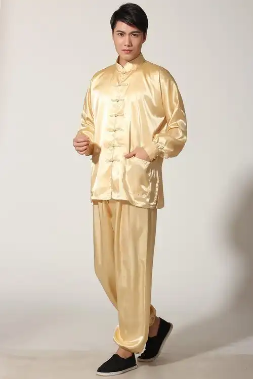 英雄春秋太极拳练功服男女武术晨练中国风服装丝绸紧长袖套装h58