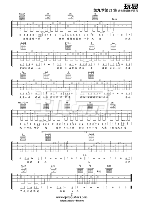 主题:《梦醒了》玩易吉他谱