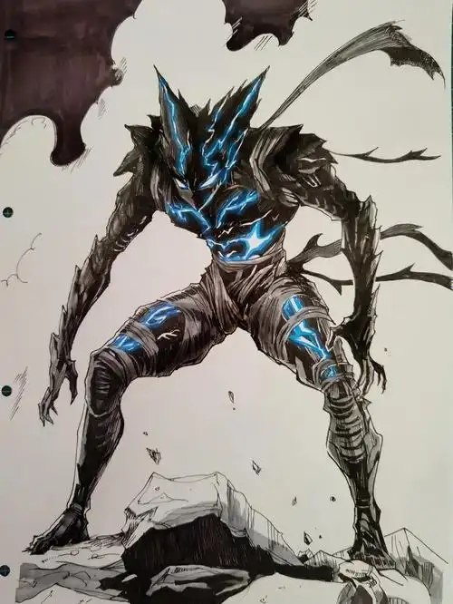 饿狼新形态让人忍不住想给他取个名为"假面骑士之狼王"#绘画  #一拳