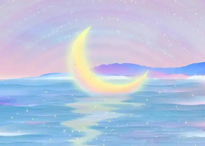 唯美梦幻情人节蓝色天空壁纸插画气球月亮横版