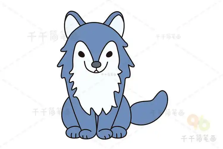 儿童画狼简笔画卡通狼的简笔画图片凶狠的狼简笔画彩色画法