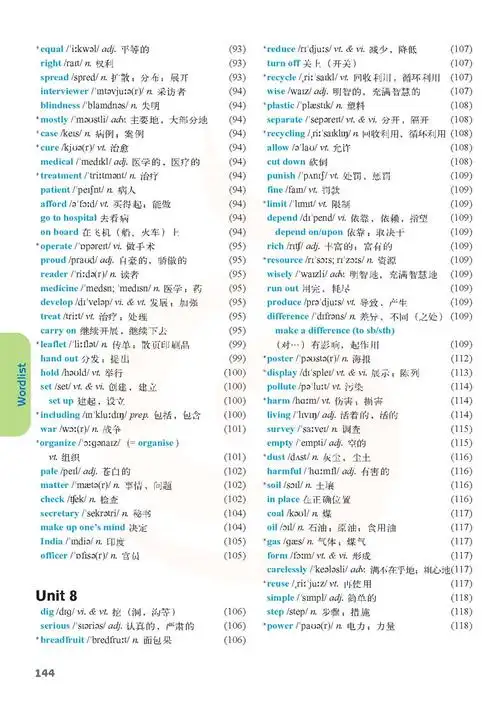 译林版八年级下册英语单词表