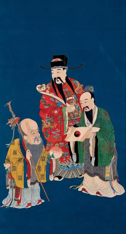 1844 清乾隆 苏绣福禄寿三星如意图