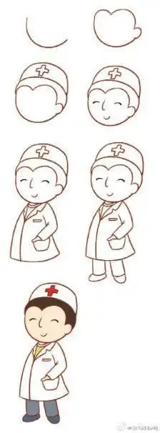 简笔画戴口罩医生的画法
