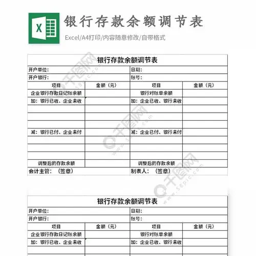 银行存款余额调节表