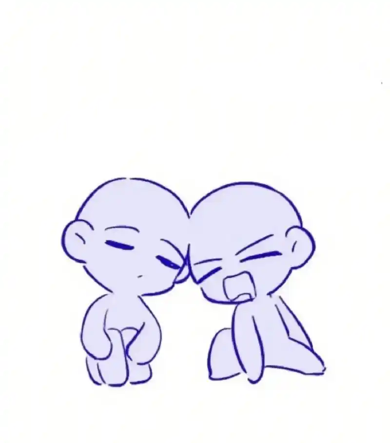 双人小q崽#procreate绘画 #模板 #q版 #线稿  - 抖音