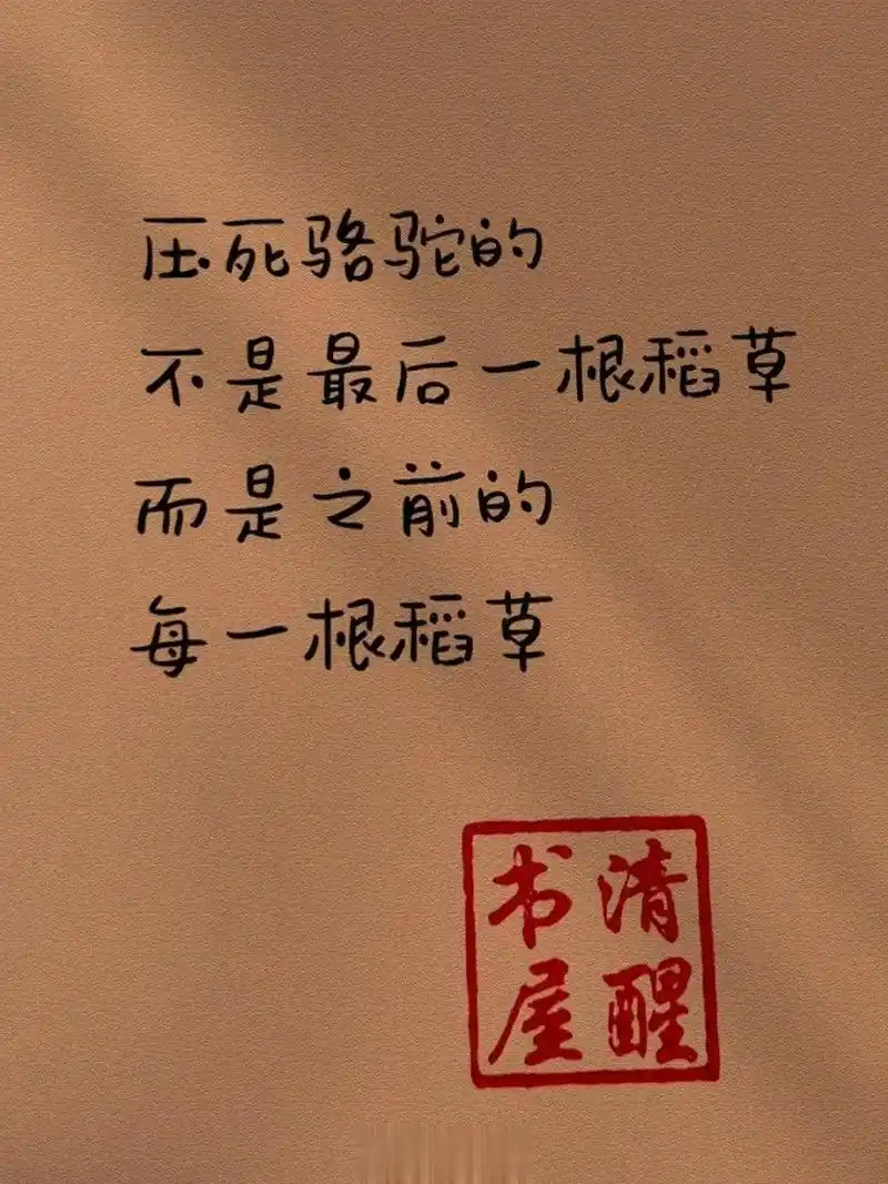 压死骆驼的不是最后一根稻草而是之前的每一根稻草….