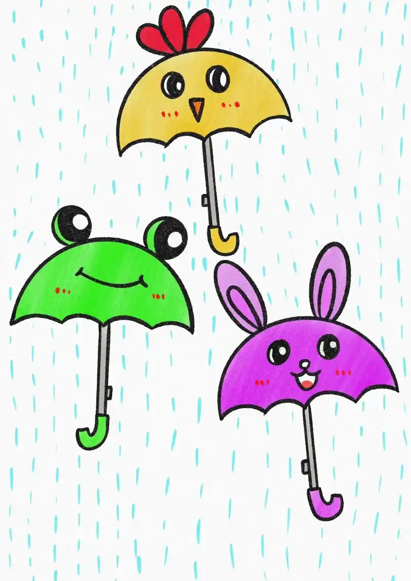 可可爱爱的小雨伞简笔画!适合幼儿园小班以上的小 - 抖音