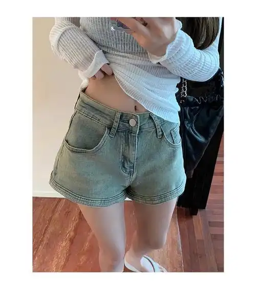 美式辣妹高腰牛仔短裤女夏季新款小众设计感宽松显瘦百搭包臀热裤