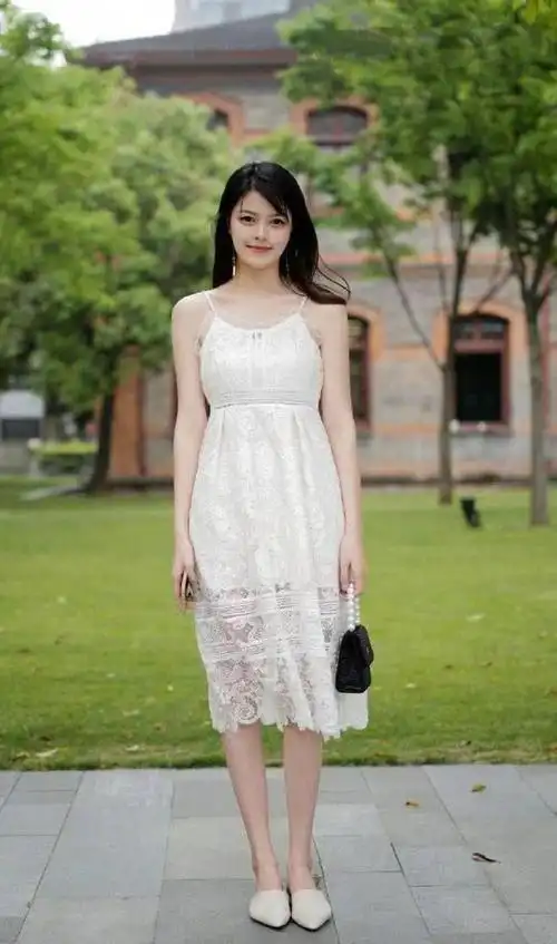 时尚穿搭,白色蕾丝连衣裙看上去特别的唯美,让人心动|裙子|高跟鞋