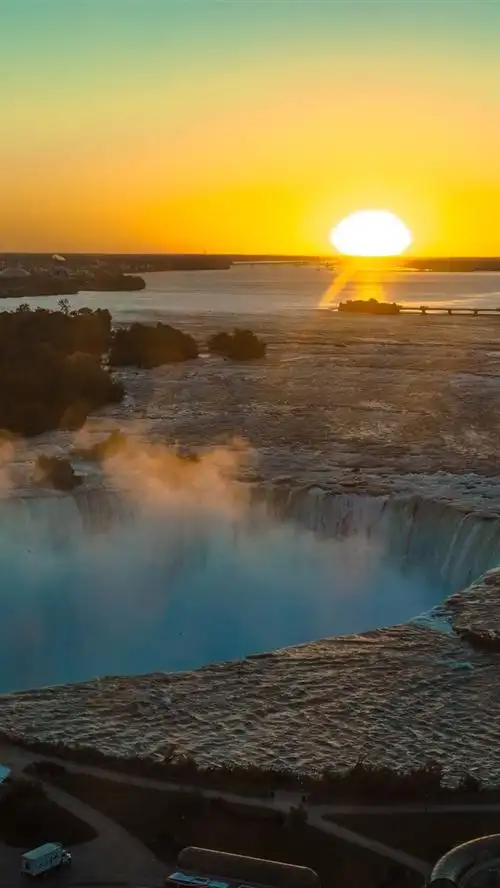 加拿大,瀑布,河流,桥梁,早晨,日出 5k