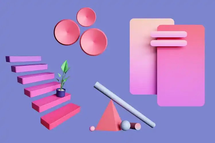 现代抽象3d渲染几何立体图形海报壁纸合辑3dgeometricobjectsset