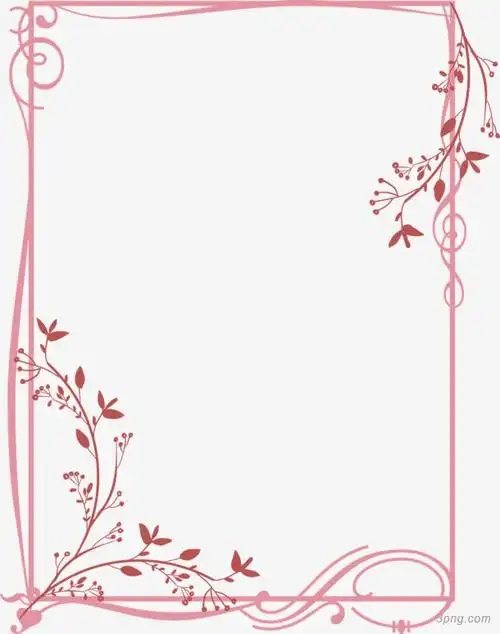 手绘粉色花藤纹理边框