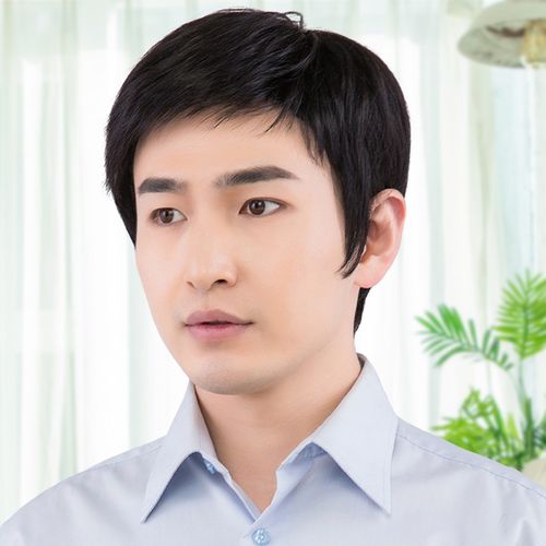 中年假发男短发帅气真发全真人发全头套式男士中老年毛寸假头发