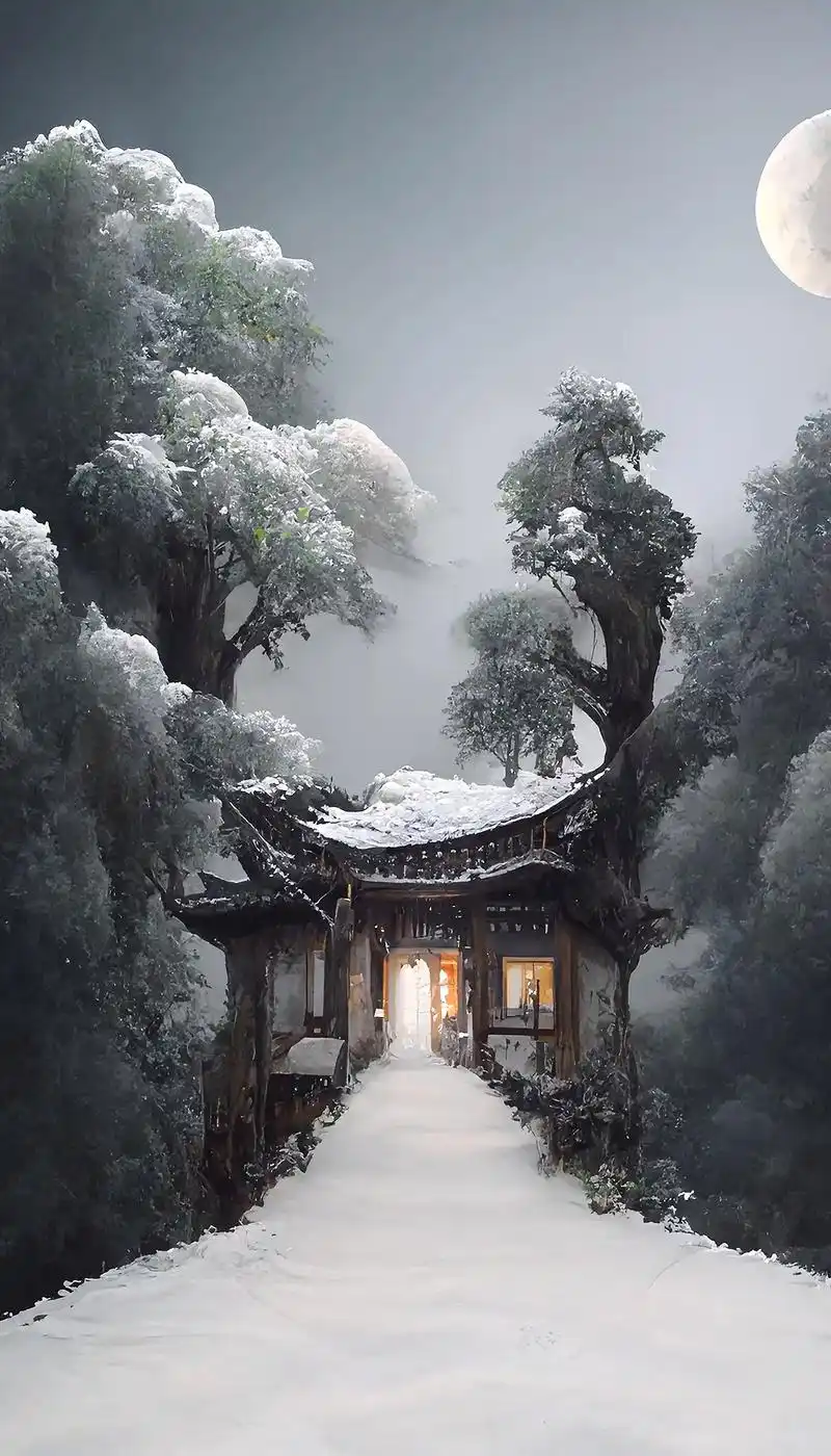 柴门红灯高高挂  等待风雪夜归人#唯美意境 #一起享受大自然 - 抖音