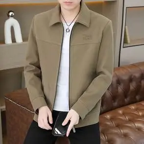 行政夹克干部领导男装外套男春秋季上衣翻领商务休闲纯色男士新款
