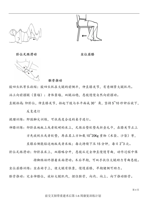 前交叉韧带重建术后康复计划(第1-6周)_膝关节韧带损伤_膝关节韧带