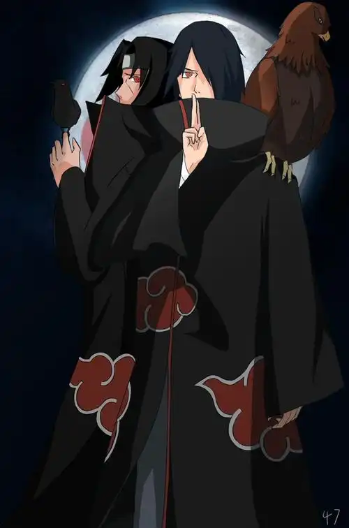 自己脑补的一个晓佐助原谅我把佐助肩上的鹰画的狠鸡似的2121望喜