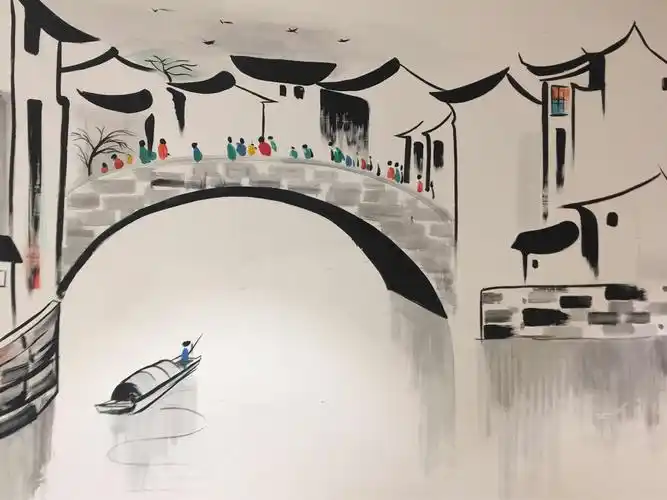手绘江南水乡