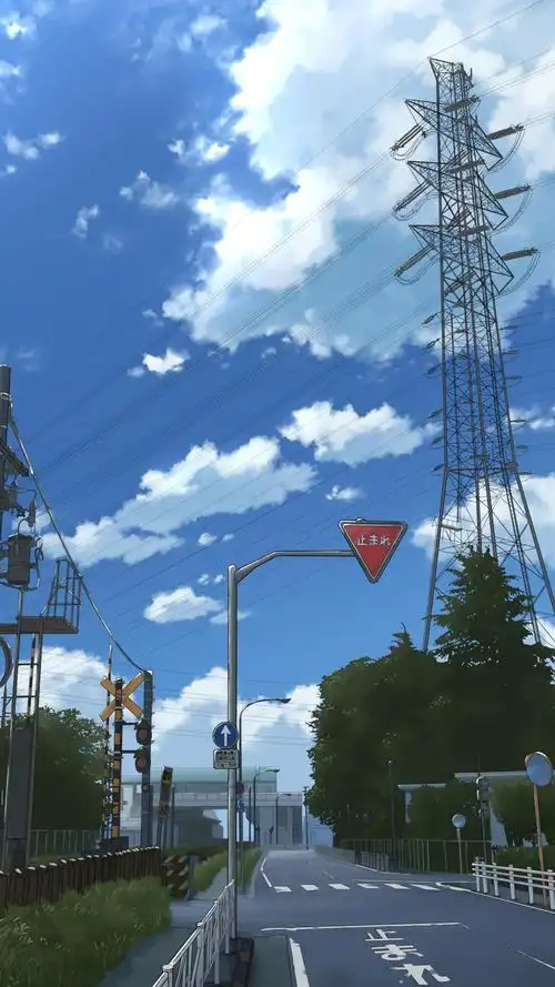 小清新日本街景手绘插画,动漫-手机壁纸