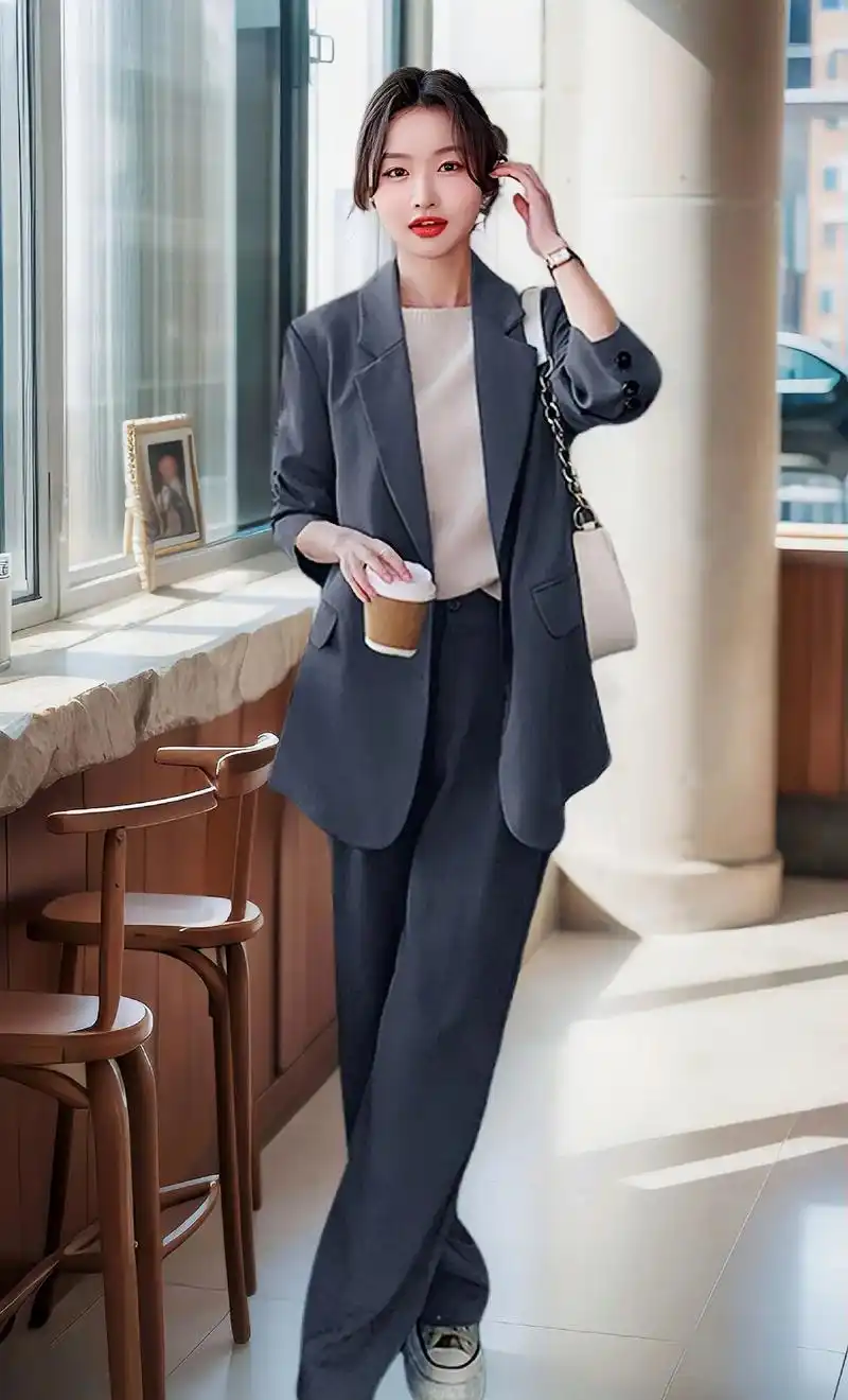 轻盈且时尚,灰色女装套装