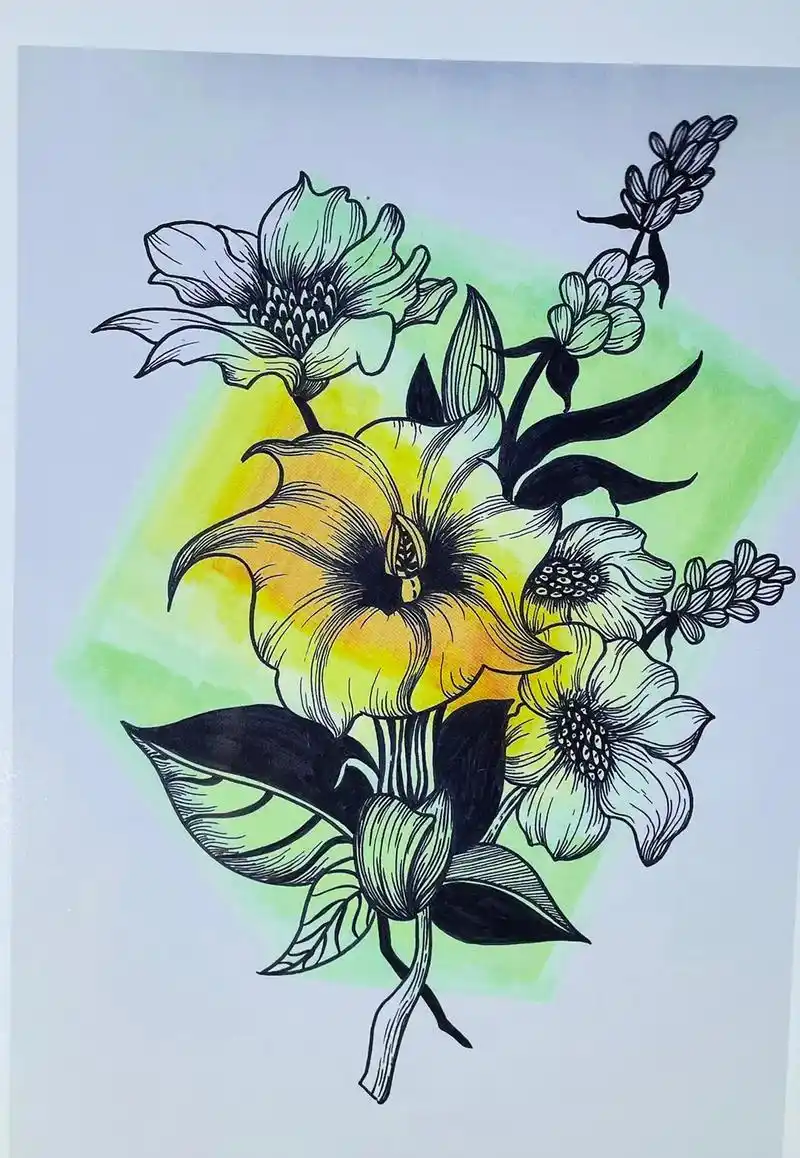 植物花卉线描#线描 #一起学画画 #线描画 #创意儿童美术  - 抖音