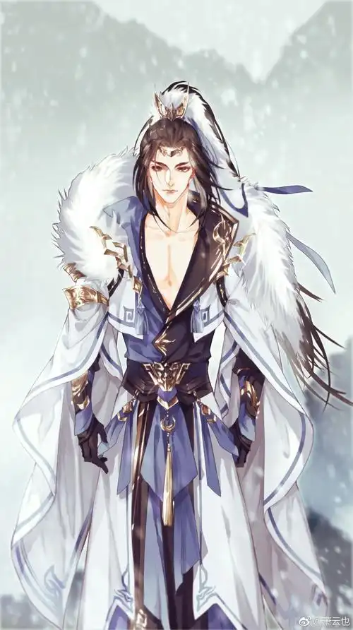 手绘,插画,古风 美男,水彩,绘画(古风美男)绘师:萧云也