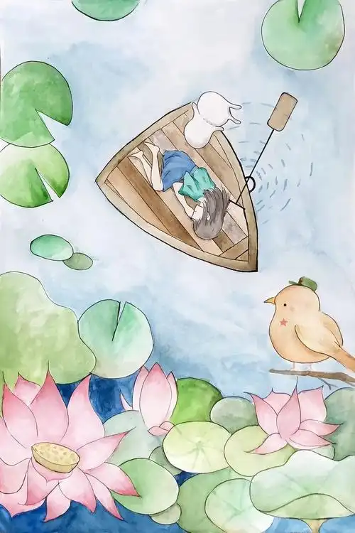 步骤4:《梦中西湖》以一位正在梦中的小女孩为画面视觉中心,整个画面