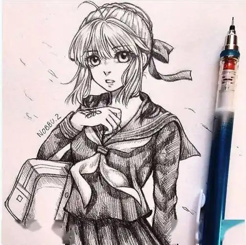 他笔下的素描动漫,每一张都很吸睛,这线稿太好看了!